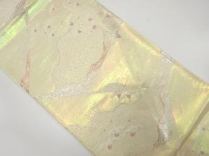 アンティーク　切りばめ風　波に群鶴模様織り出し袋帯（材料）